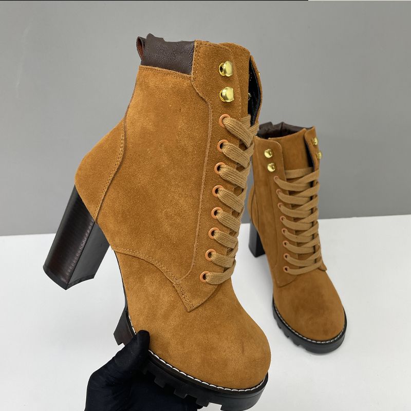 Suede Star Trail Boots Designer Women Boots Leather High Heels Winter Martin Boot Womens Ankle Booties Vintage Style 013 - 1 of 8