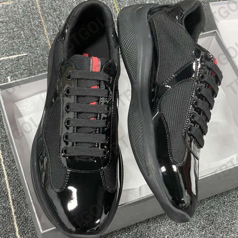 Men Women Americas Cup Xl Leather Sneakers High Quality Patent Leather Flat Trainers Black Mesh Lace-up Casual Shoes Outdoor Runner Trainers Sport Shoe 53 - 5 of 9