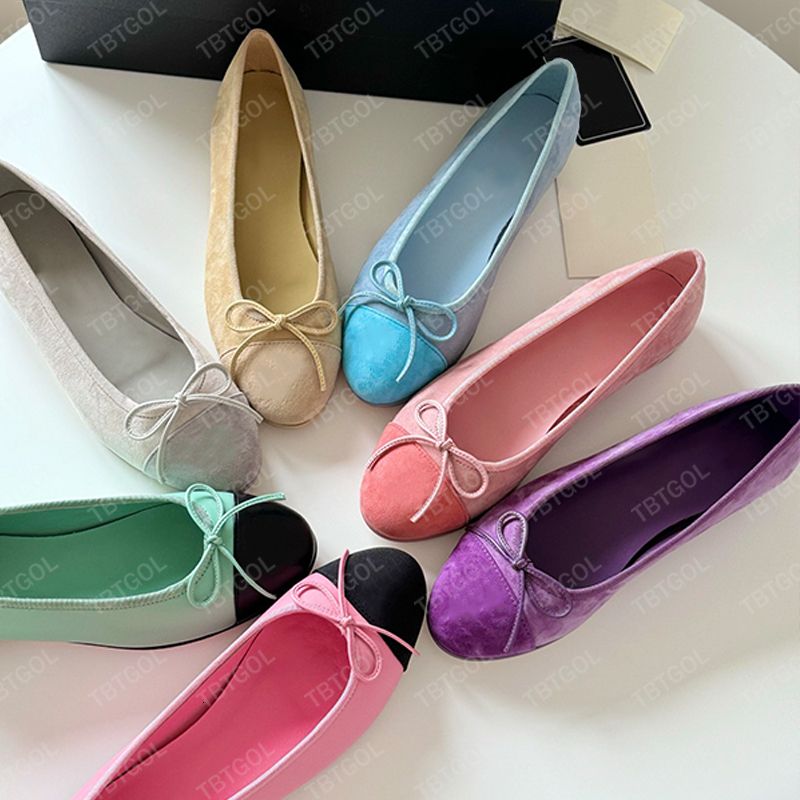 Women Suede Ballet Flats Designer Velvet Loafers Bow Mesh Sandals Dinner Dress Shoes Girls Slip-On Wedding Party Boat Shoes 891 - 3 of 8