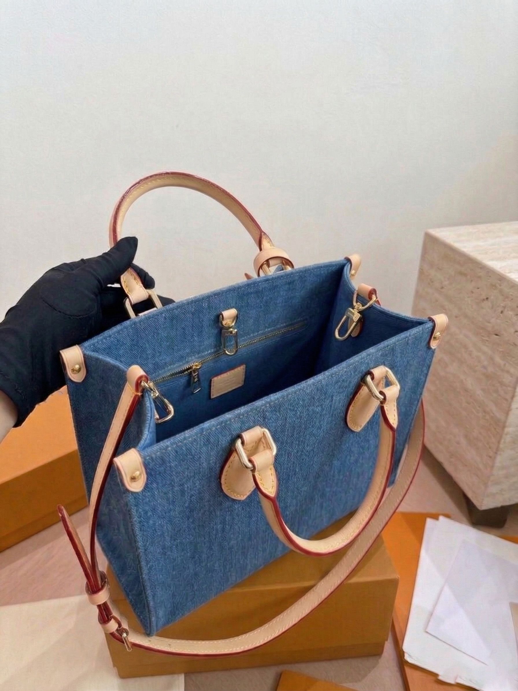 Designer High Quality Blue Denim Tote Bags Retro Women Shoulder Bag Fashion Crossbody Purses Classic Bucket Bag Backpack Wholesale Handbags Womens Purse PRPU - 7 of 8