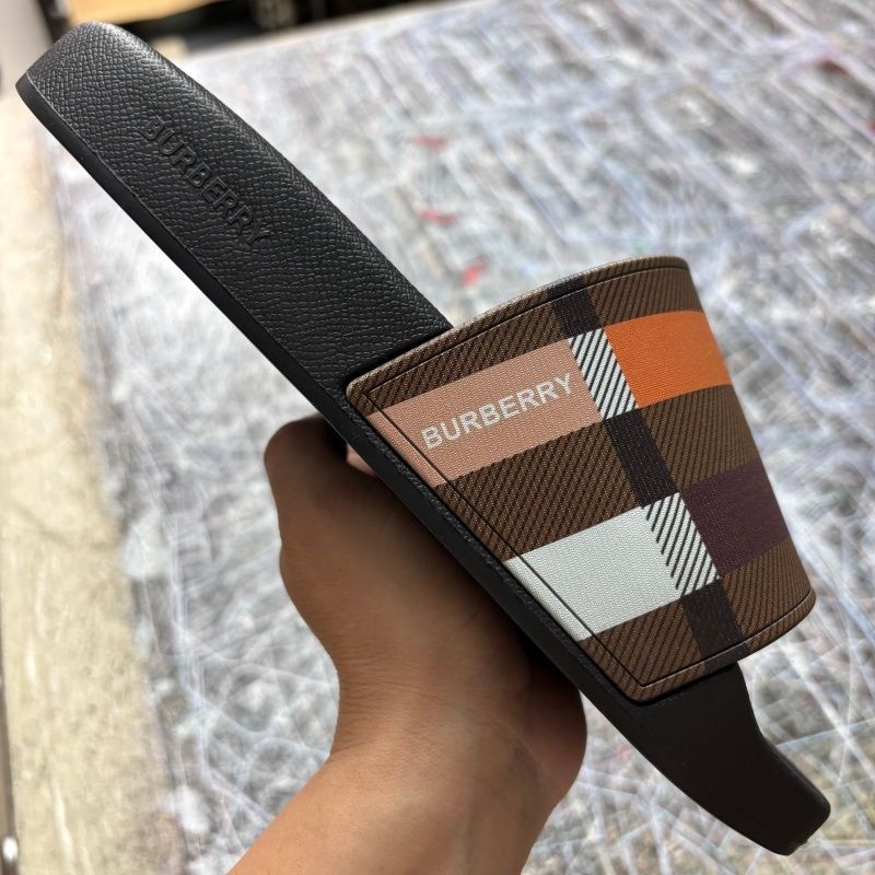 Designer Burberry slides for men Summer Beach Slippers Vintage Tartan Slider Men Women High Quality Luxury Sandals Archive Beige Print Embossed Slide 35-46 with box - 7 of 8