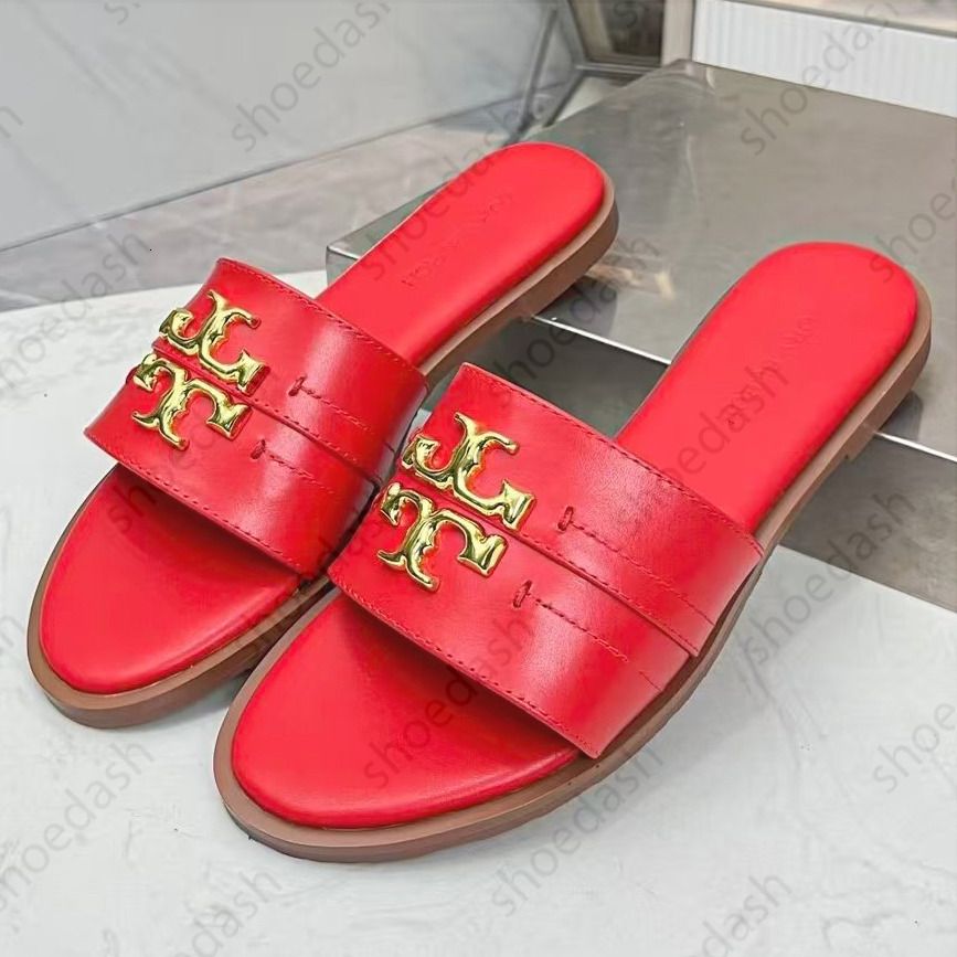 Designer Shoes Eleanor Metal Logo Decor Slide Slippers Women Rhinestone Flat Open Toe Slip On Sandals Summer Beach Casual Outdoor Daily Shoes - 7 of 8