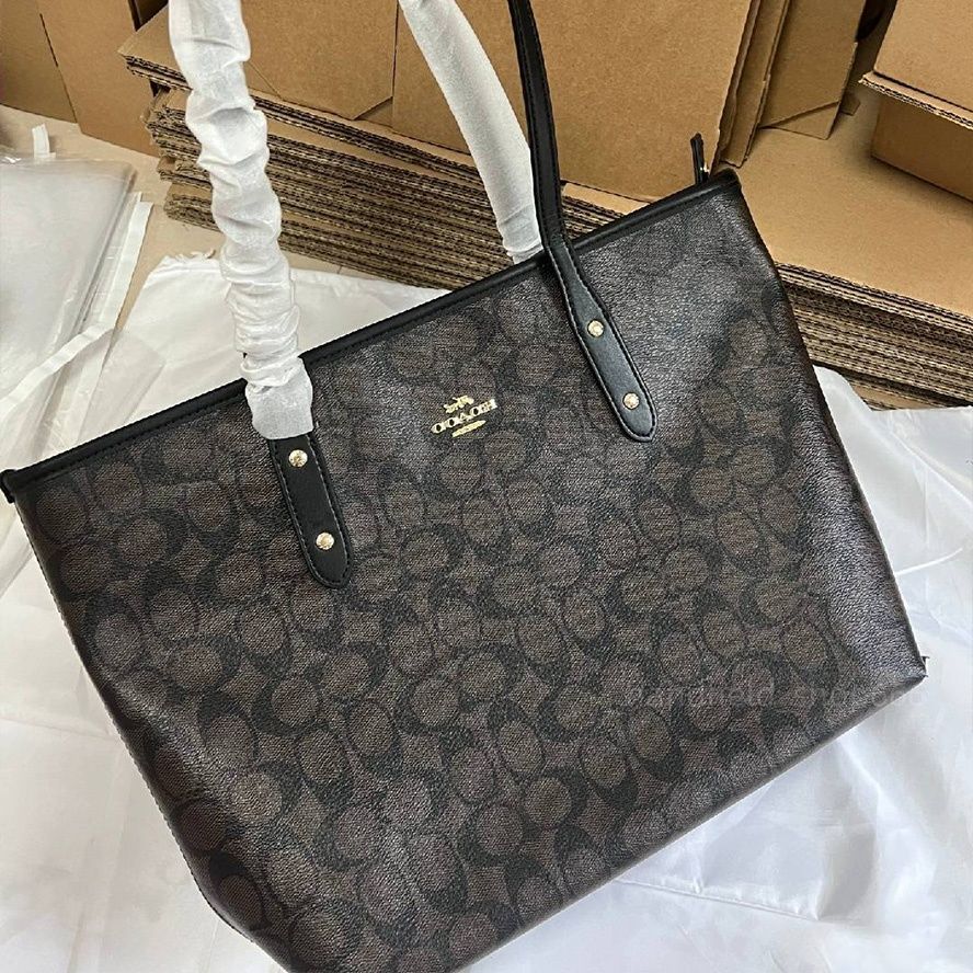 Designer Bag Luxury Bag Shoulder Bag Dark Brown tote bag Classic Large Capacity Canvas Bag Trendy Fall and Winter Must-Have Bag Metal Hardware Crossbody Bag - 3 of 8