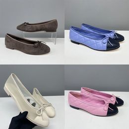 Women Suede Ballet Flats Designer Velvet Loafers Bow Mesh Sandals Dinner Dress Shoes Girls Slip-On Wedding Party Boat Shoes 891 - putianbuy