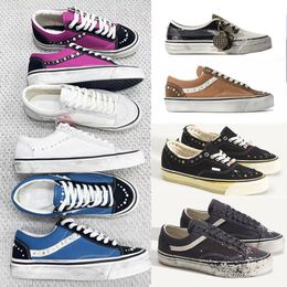 Free Shipping Designer Classic Pearlized Canvas Shoes Men Sneakers Women Old Skools Shoes Pearl Retro Skate Flats Scarpe Plate-forme Trainers Casual Shoes 1083 - putianbuy