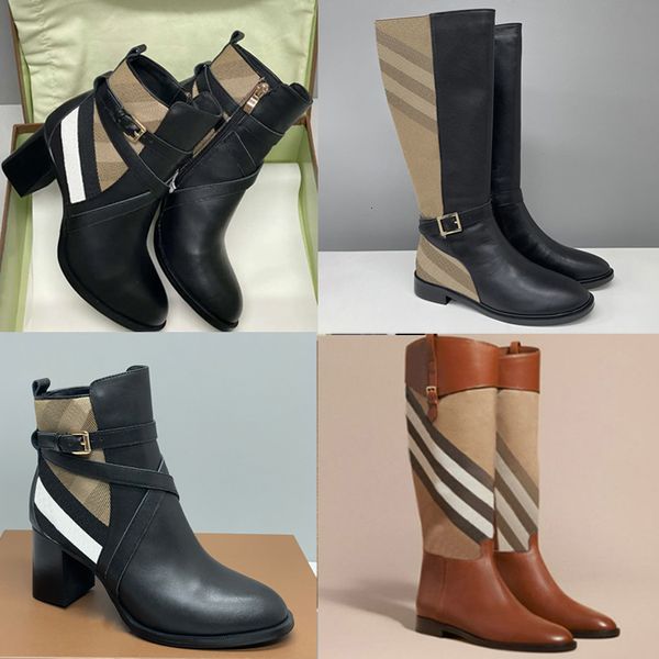designer boots check leather ankle boots women martin boots over the knee high boots low heel real leather warm booties snow shoes winter boots high heel boots 633 - Shoes & Accessories - putianbuy