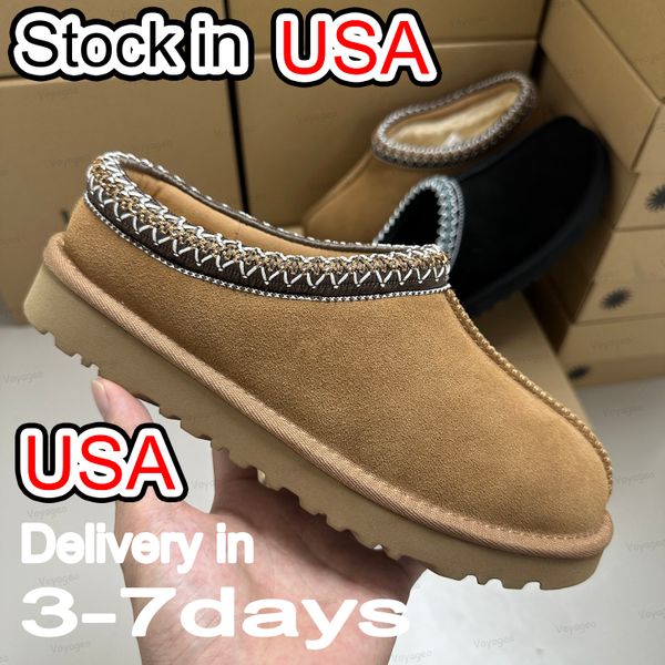 Tasman Slippers Designer Men Women Tazz Mustard Seed Chestnut Sand Fur Slides Sheepskin Classic Ultra Mini Platform Boot Winter Slip-on Shoes Suede Evelina Clog 35-47 - Shoes & Accessories - putianbuy
