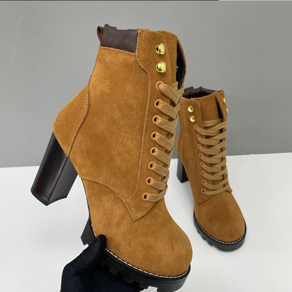 Suede Star Trail Boots Designer Women Boots Leather High Heels Winter Martin Boot Womens Ankle Booties Vintage Style 013 - Shoes & Accessories - putianbuy