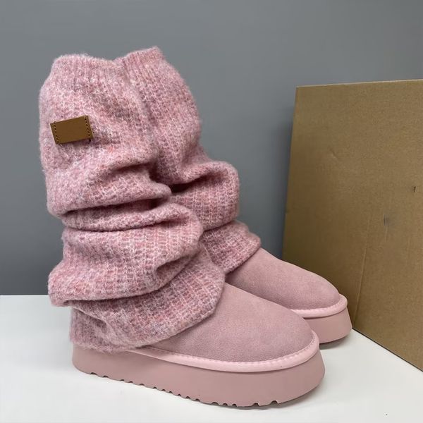 Classic Mini Dipper Boots Wool Over The Knee Boots Womens Puffer Boot Winter Sock Boots Wool Platform Boots Warm Wear Stretch Seam 960 - Shoes & Accessories - putianbuy