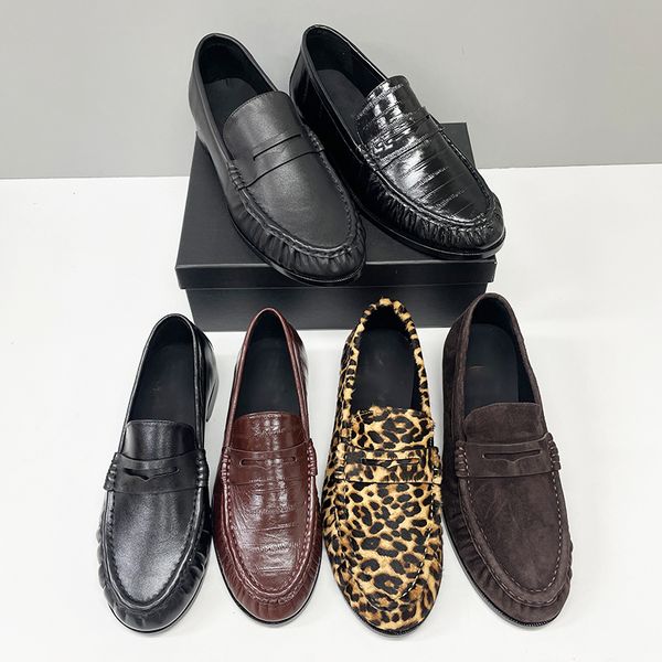 10A Designer Pleated Penny Loafers For Men Women Genuine Leather Le Loafer Mules Slippers Creased Suede Flat Shoes Large Size EU47 Dress Shoes 1137 - Shoes & Accessories - putianbuy
