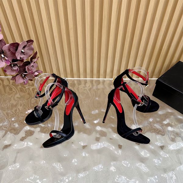 Designer Fashion Women Pointed Toe Dagger Stiletto Sandals Open Heel Suede High Heels Summer Open Heel High Heels 998 - Shoes & Accessories - putianbuy