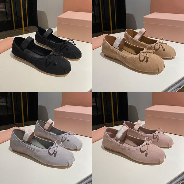 Designer Loafers Ballet Flat Shoes Women Leather Sandals Butterfly Soft Sole Suede Sneaker Elastic Band Shallow Mouth Mary Janes Casual Shoes 1062 - Shoes & Accessories - putianbuy