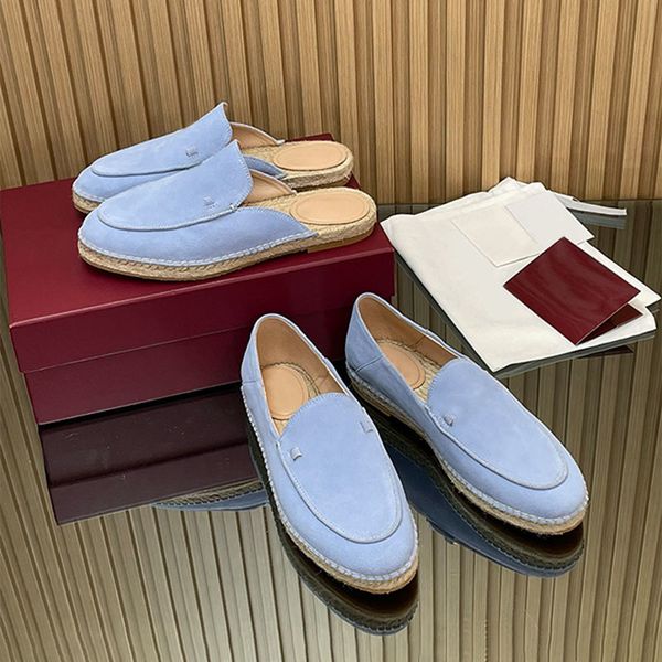 Trendy Women Loafer Slides Espadrille Mules Straw Woven Suede Leather Designer Casual Shoes 1034 - Shoes & Accessories - putianbuy
