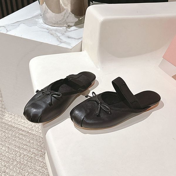 Fashion Girls Pink Satin Ballet Flats Ballerinas Luxury Bow Silk Mary Janes Leather Mules Round-toe Dress Shoes 1062 - Shoes & Accessories - putianbuy