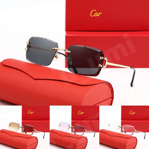 Luxury Designer Sunglasses Panthere Santos Rimless Metal Frame Titanium Gold Tone Leopard Claw Detail UV400 Protection Fashion Eyewear For Men Women With Box - Fashion Accessories - putianbuy