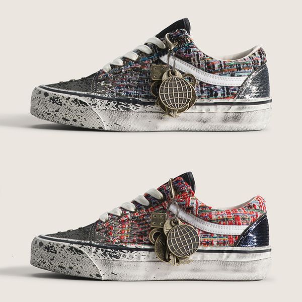 2026 Men Canvas Shoes Luxury Pearlized Sneakers Pearls Design Trainers Old Sports Casual Shoes Lace-Up Walking Shoe 1083 - Shoes & Accessories - putianbuy