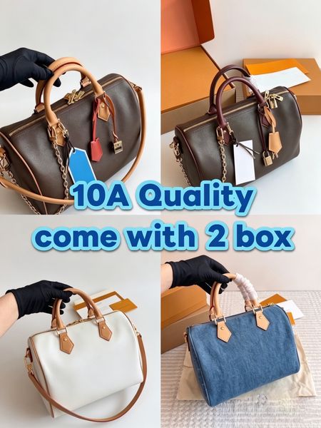 Women's Designer-Style Boston Duffle Bag Genuine Leather Classic Pattern Canvas Shoulder Bag Vintage Boston Crossbody Handbags Tote Fashion Purse Travel Bag PRPU - Bags, Luggage & Accessories - putianbuy
