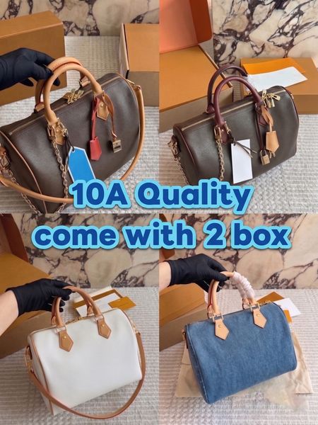 Premium Grade Womens Boston Duffle Bag Genuine Leather Classic Pattern Canvas Shoulder Bag Vintage Boston Crossbody Handbags Tote Fashion Purse Travel Bag PRPU - Bags, Luggage & Accessories - putianbuy