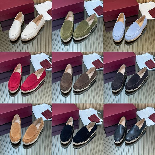 2026 New Women's Chic Espadrille Flats Designer Loafers Straw Woven Slip-On Slippers Soft Suede Leather Casual Summer Shoes 1034 - Shoes & Accessories - putianbuy