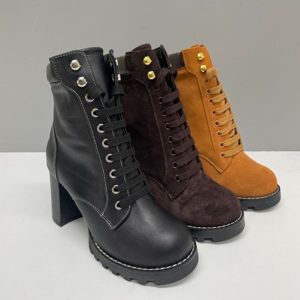 High Heel Boots Suede Calf Leather Winter Boots Camel Brown Ankle Boot Over Knee Boot Woman Martin Designer Classic New Vintage Print High Quality Letter Outsoles 013 - Shoes & Accessories - putianbuy