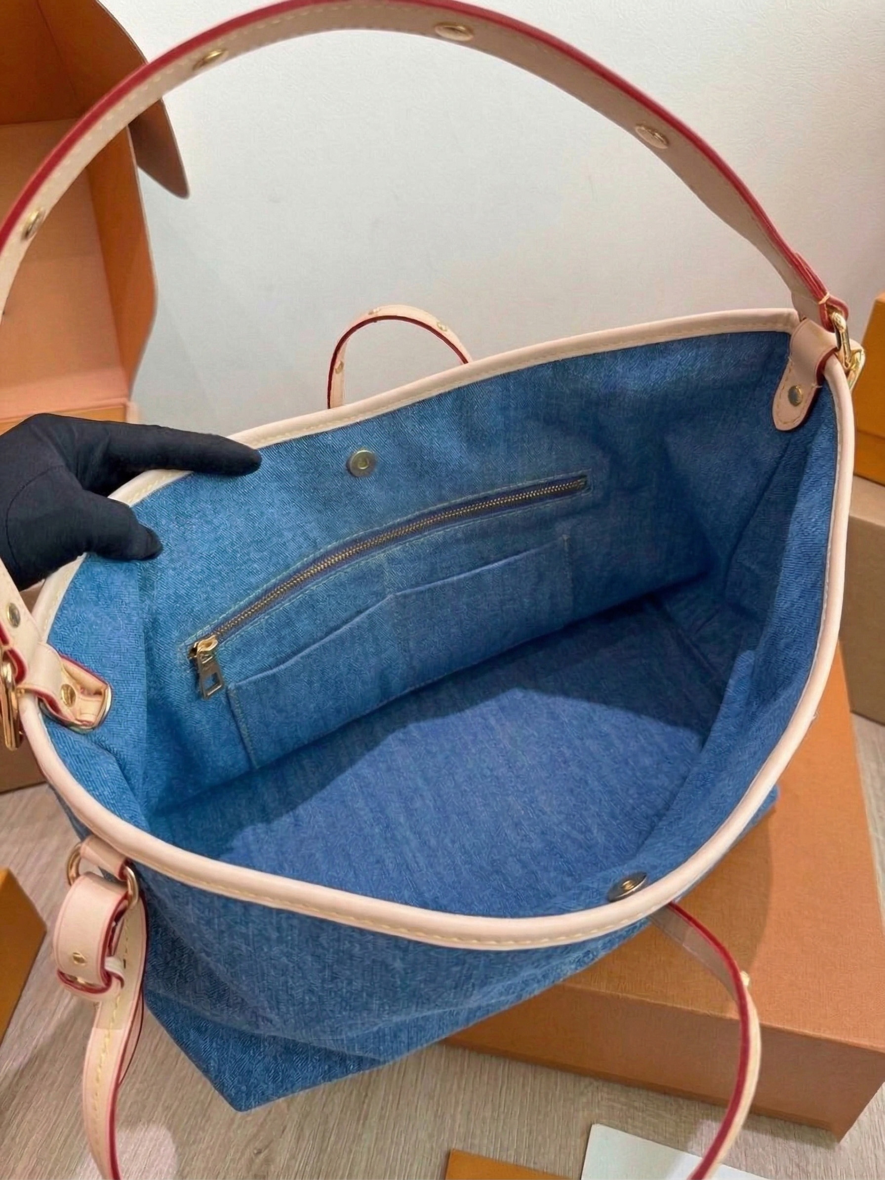 Designer High Quality Blue Denim Tote Bags Retro Women Shoulder Bag Fashion Crossbody Purses Classic Bucket Bag Backpack Wholesale Handbags Womens Purse PRPU